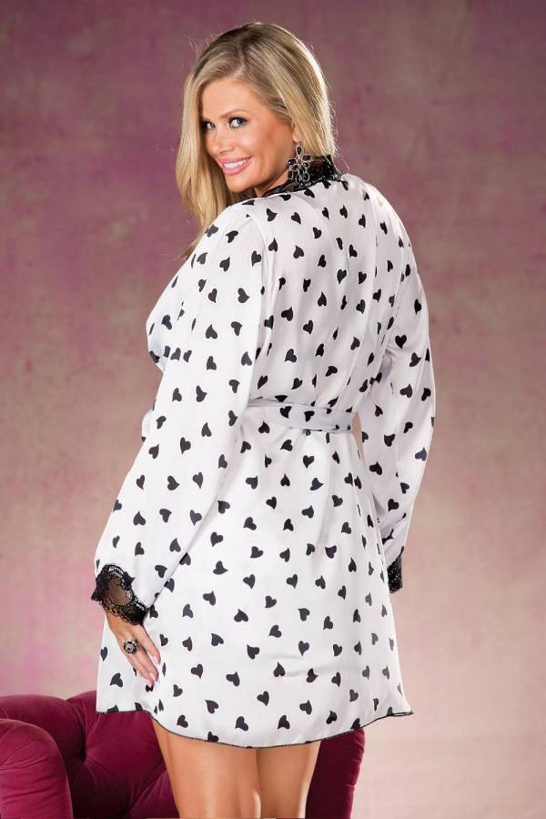 shirley of hollywood x25799 heart print & lace robe - image 2
