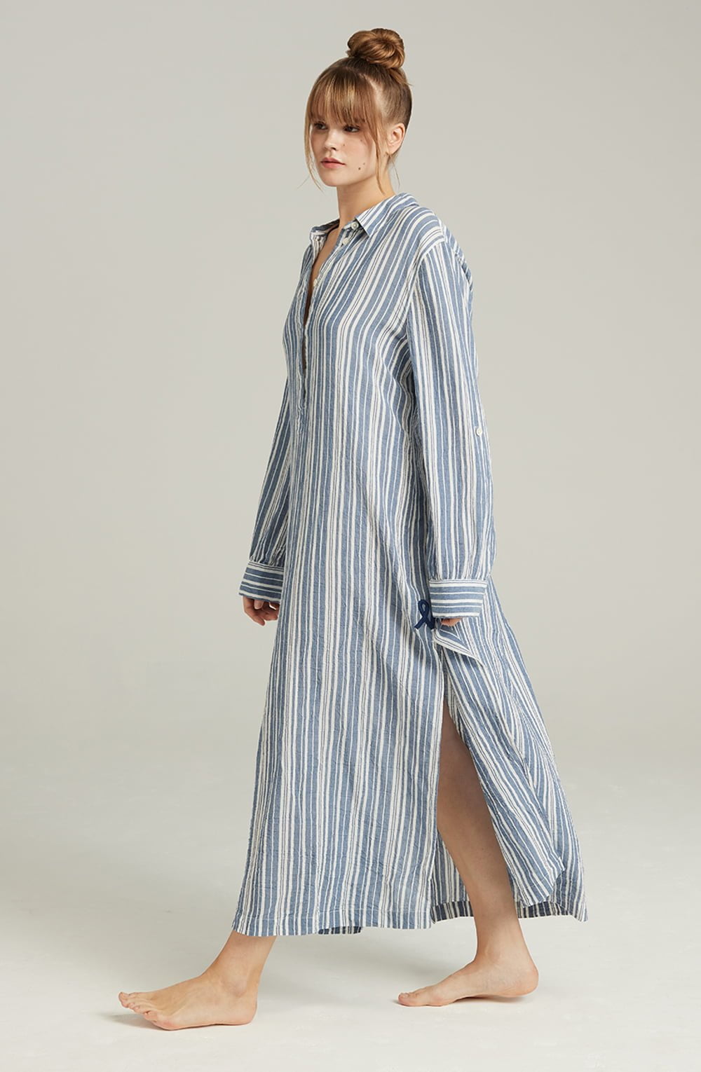 Nudea The Maxi Shirt French Navy Stripe 2 nudea the maxi shirt french navy stripe - image 2