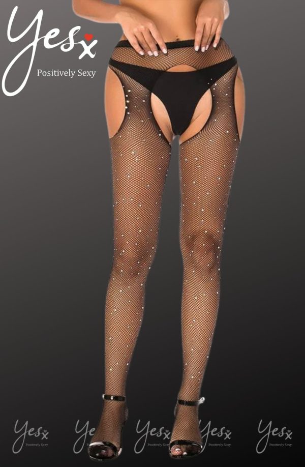 yesx yx850 sparkly fishnet black - image 2