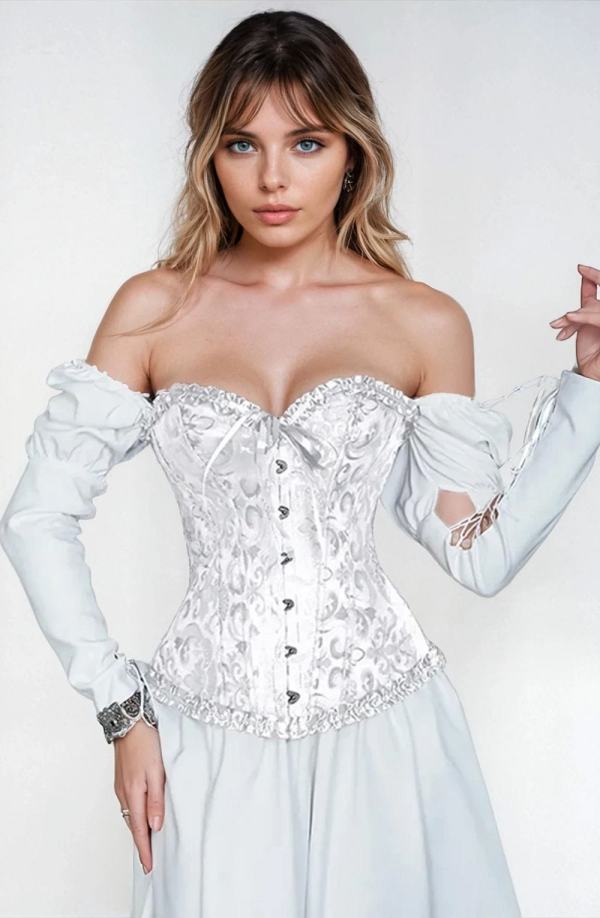 Yesx Yx887 Elegant White Brocade Corset Up To 2Xl 1 yesx yx887 elegant white brocade corset up to 2xl