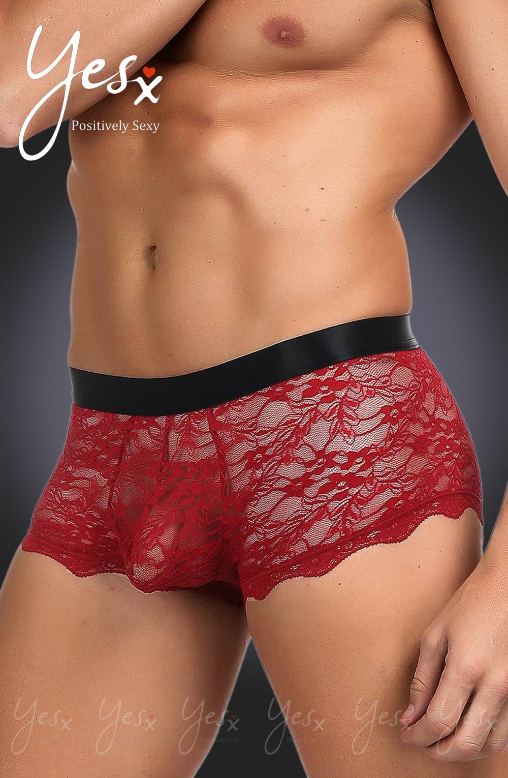 yesx yx976 mens boxer brief red/black - image 2