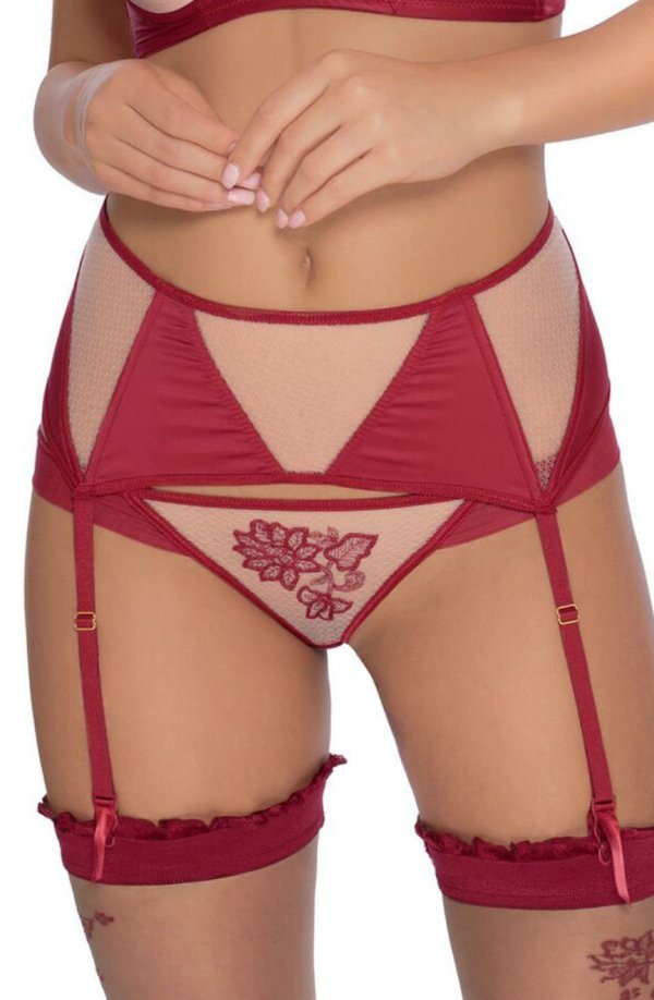Roza Mehendi Suspender Belt Claret 1 roza mehendi suspender belt claret