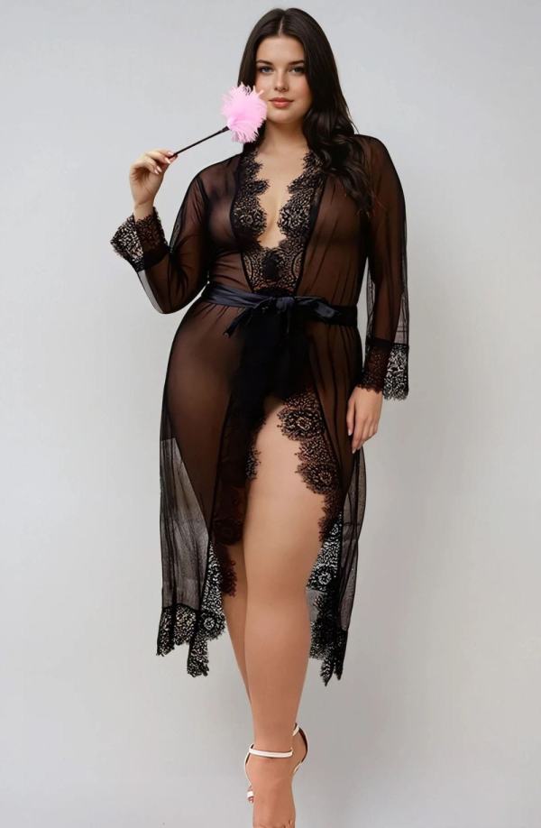 Yesx Yx734Q Lacey Black Robe 2 yesx yx734q lacey black robe - image 2