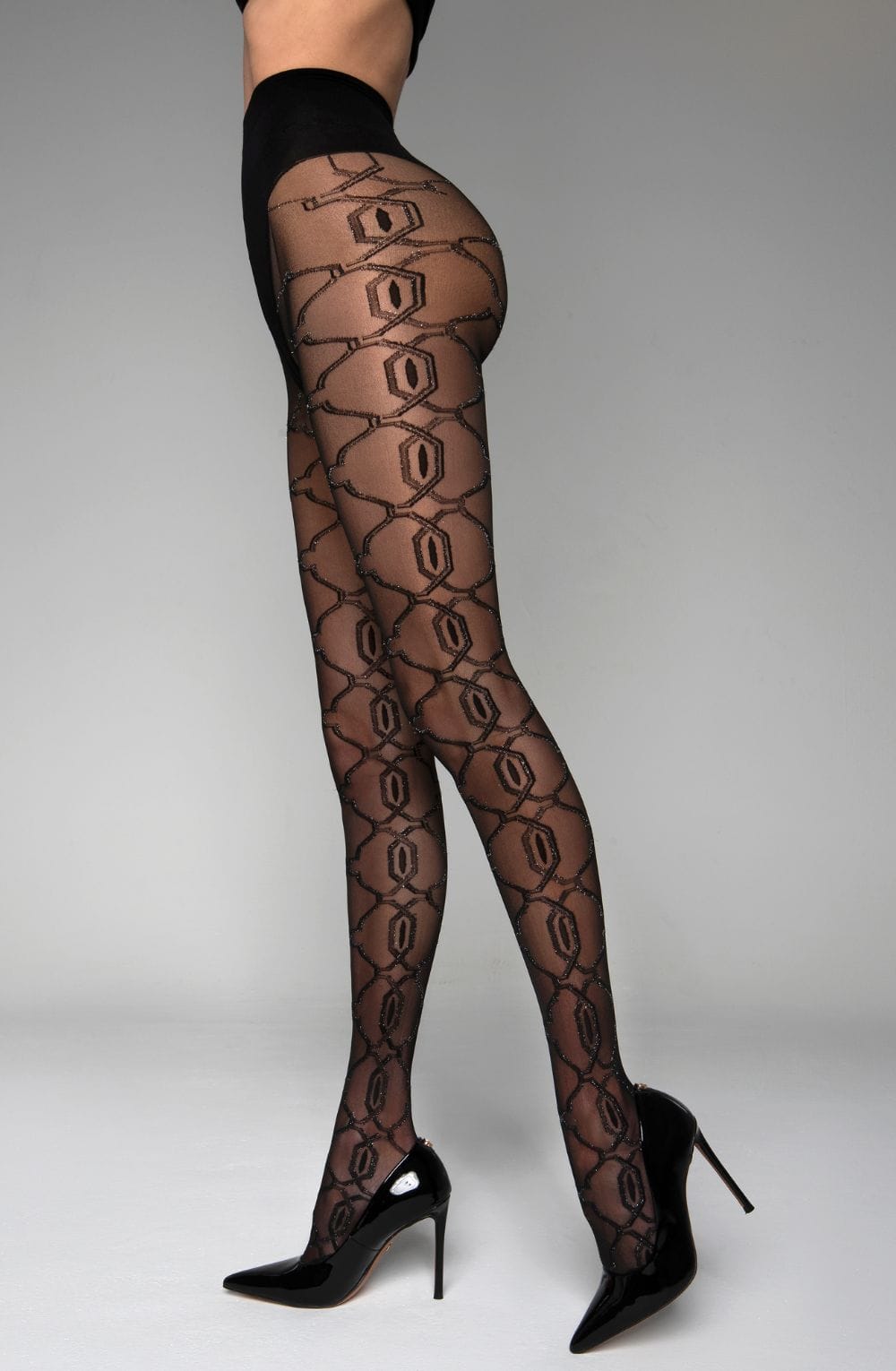 Black Secret Bs140 Crotchless Tights With Lurex 2 black secret bs140 crotchless tights with lurex - image 2
