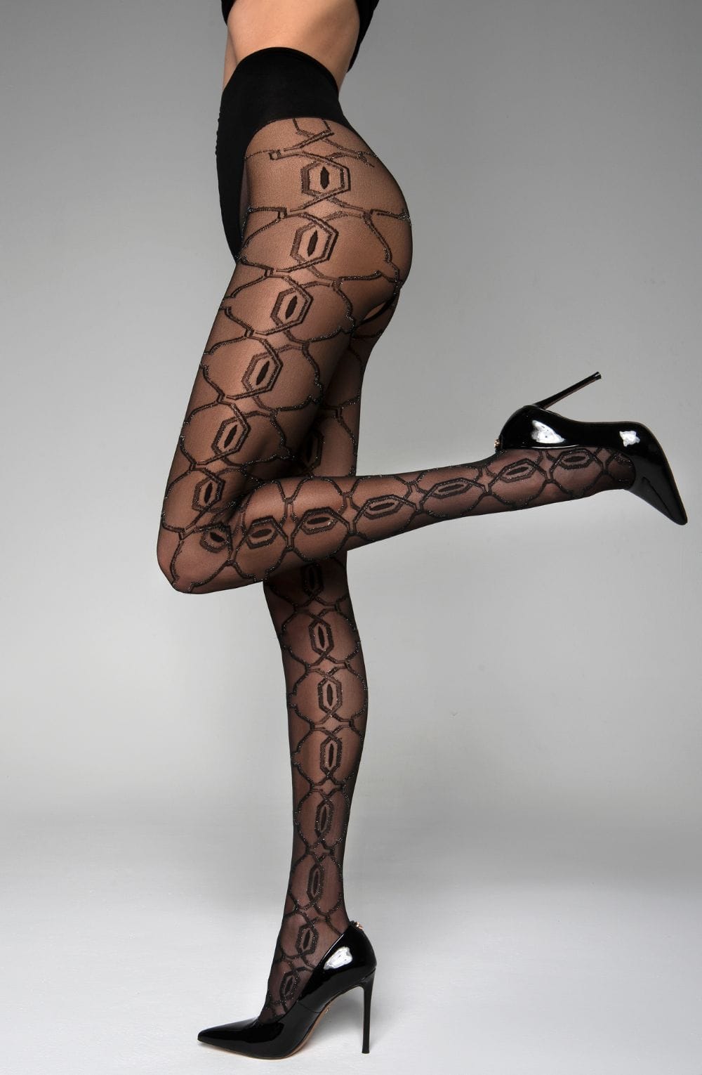 Black Secret Bs140 Crotchless Tights With Lurex 3 black secret bs140 crotchless tights with lurex - image 3