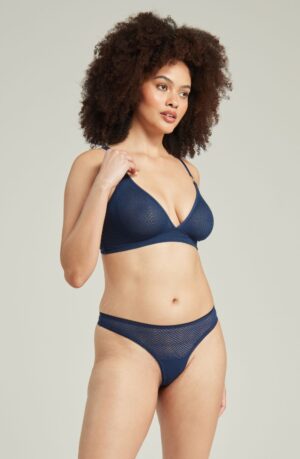 Nudea The Sheer Deco Barely There Thong Navy