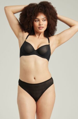Nudea The Sheer Deco High Leg Brief Black