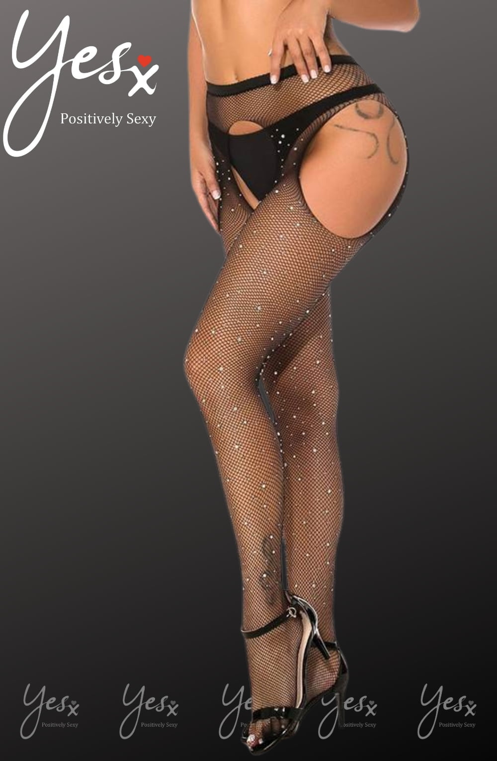 Yesx Yx850 Sparkly Fishnet Black 1 yesx yx850 sparkly fishnet black