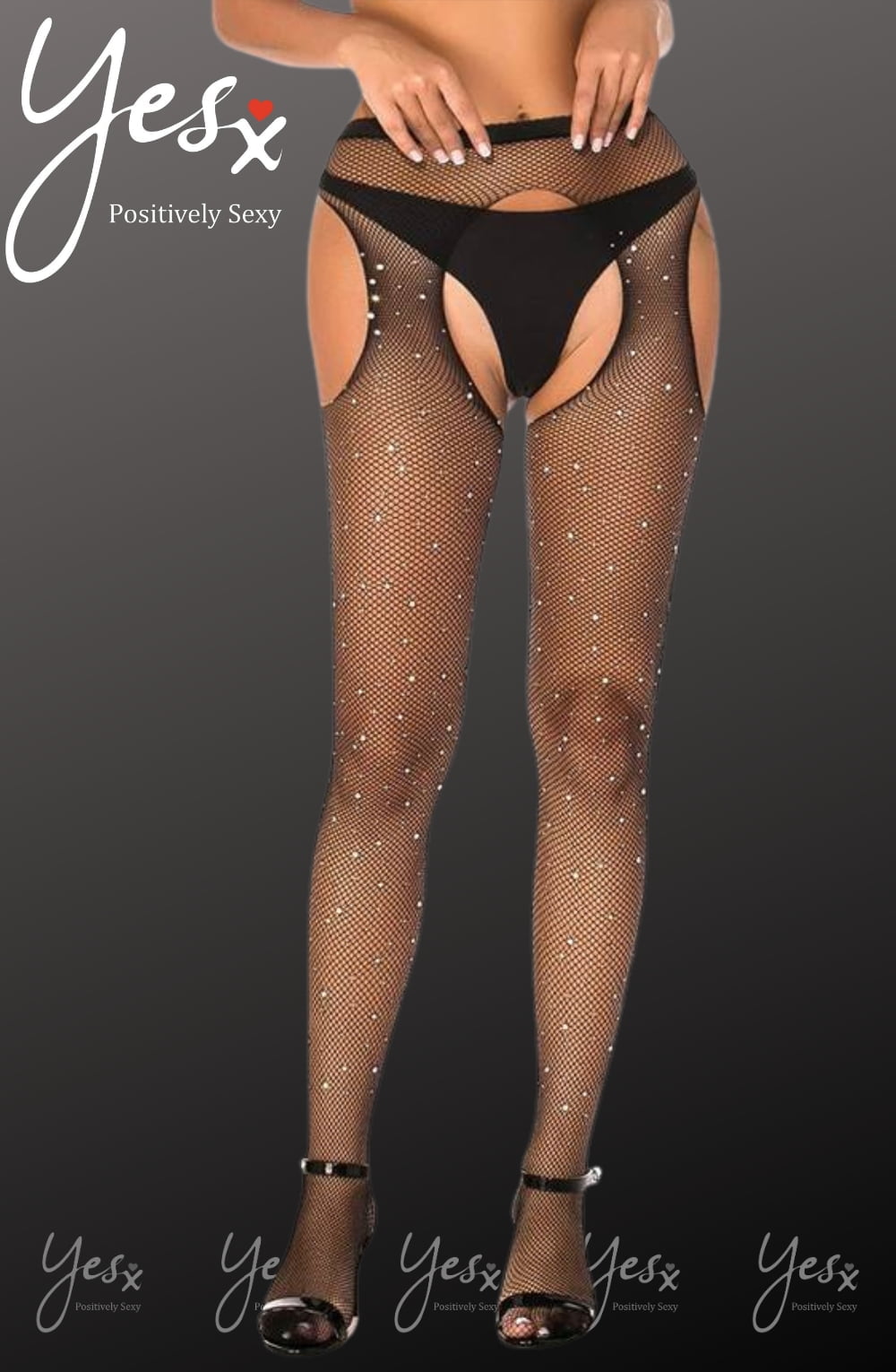 Yesx Yx850 Sparkly Fishnet Black 2 yesx yx850 sparkly fishnet black - image 2