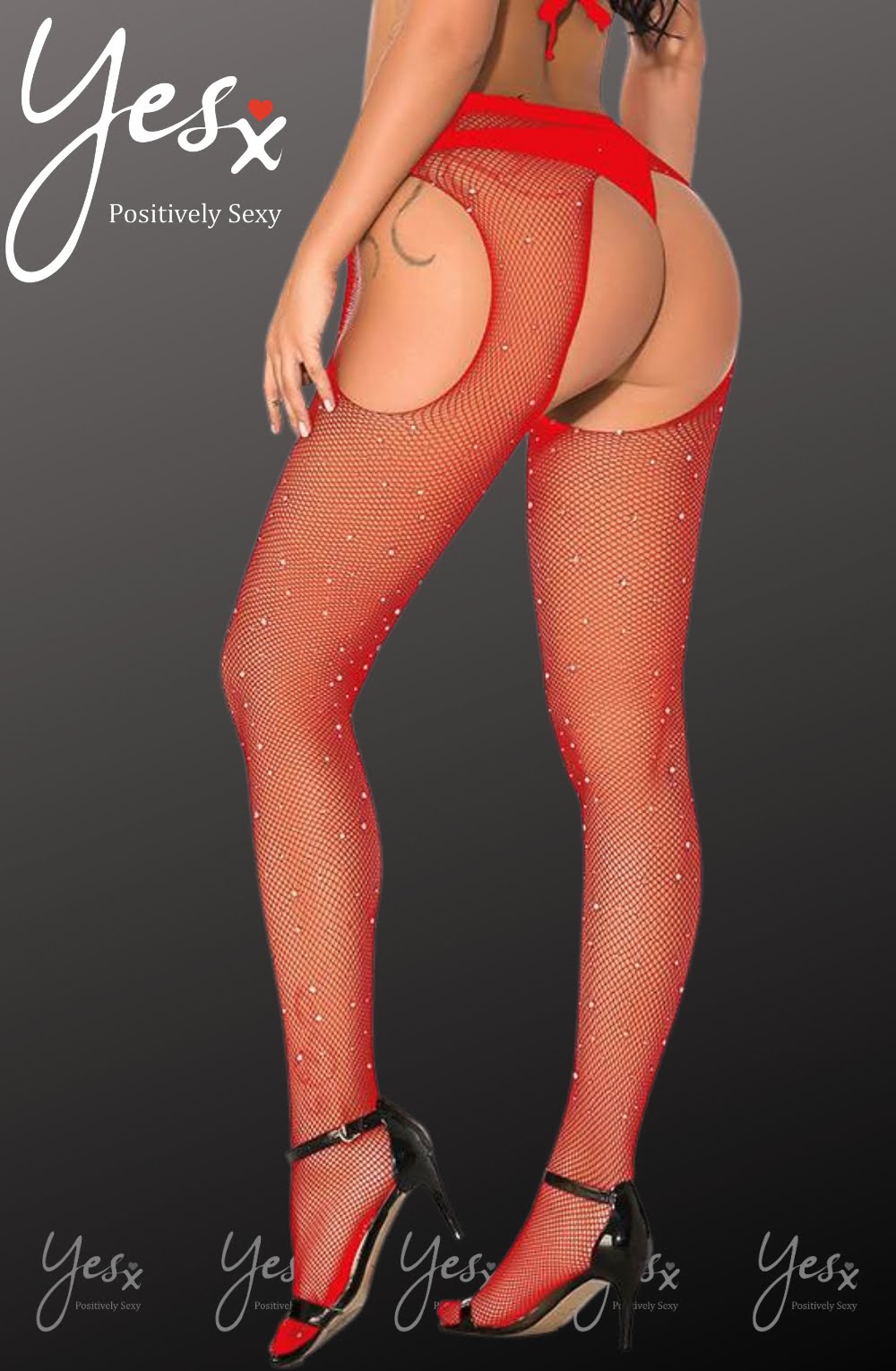 Yesx Yx852 Sparkly Fishnet Red 2 yesx yx852 sparkly fishnet red - image 2