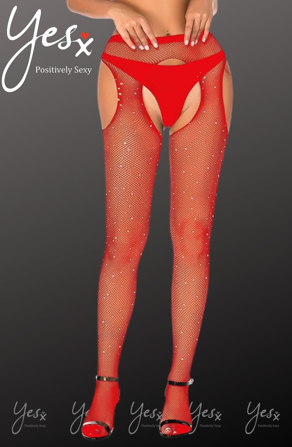 Yesx Yx852 Sparkly Fishnet Red 3 yesx yx852 sparkly fishnet red - image 3