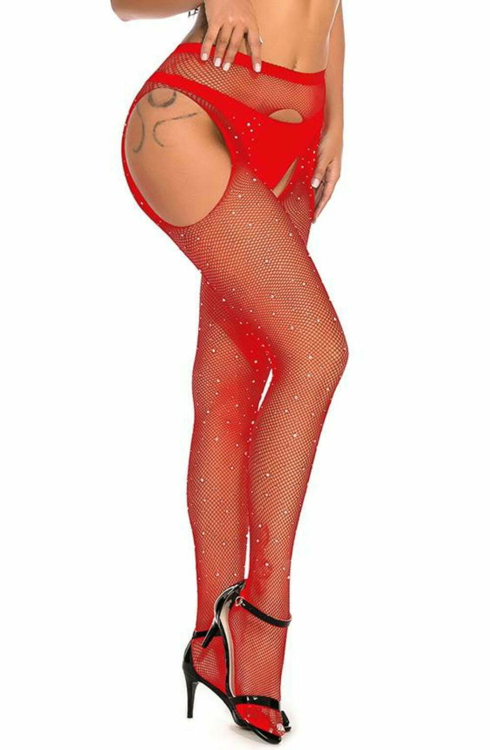 Yesx Yx852 Sparkly Fishnet Red 4 yesx yx852 sparkly fishnet red - image 4
