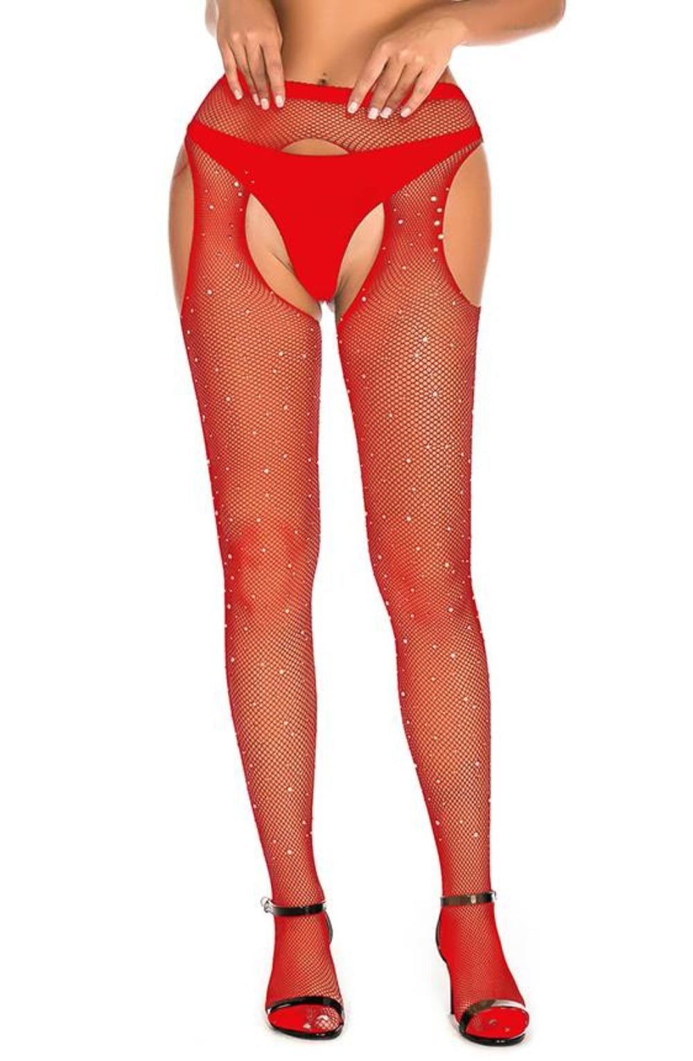 Yesx Yx852 Sparkly Fishnet Red 5 yesx yx852 sparkly fishnet red - image 5