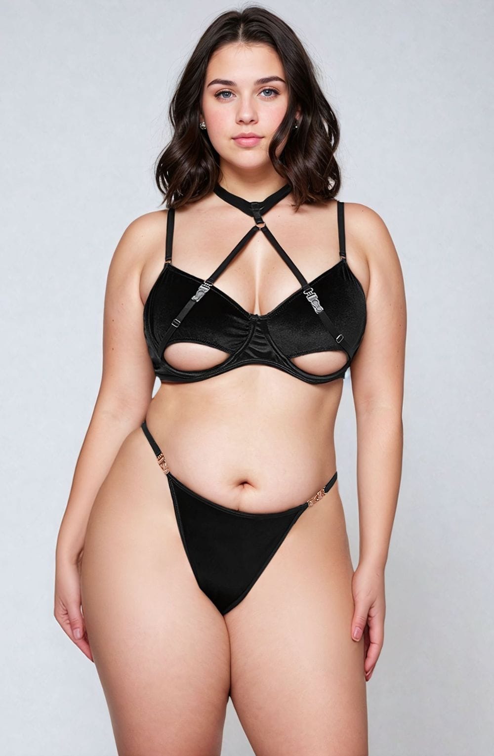 Yesx Yx871Q Hollow Cut Halter Bra Set 1 yesx yx871q hollow cut halter bra set