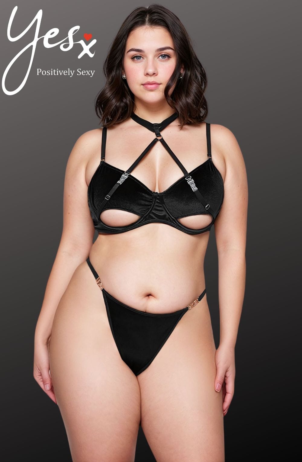 Yesx Yx871Q Hollow Cut Halter Bra Set 2 yesx yx871q hollow cut halter bra set - image 2