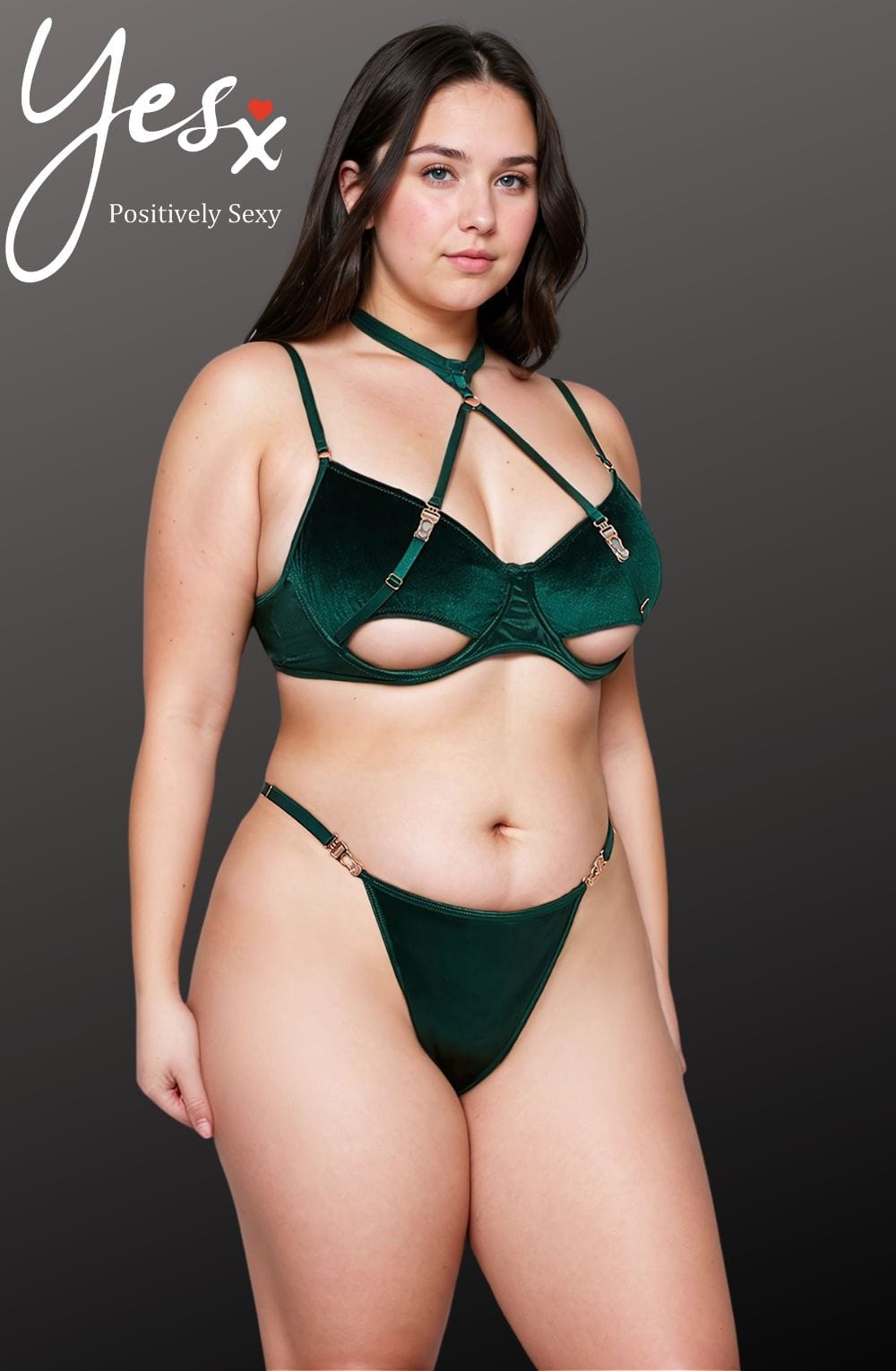 Yesx Yx873Q Hollow Cut Halter Bra Set 2 yesx yx873q hollow cut halter bra set - image 2