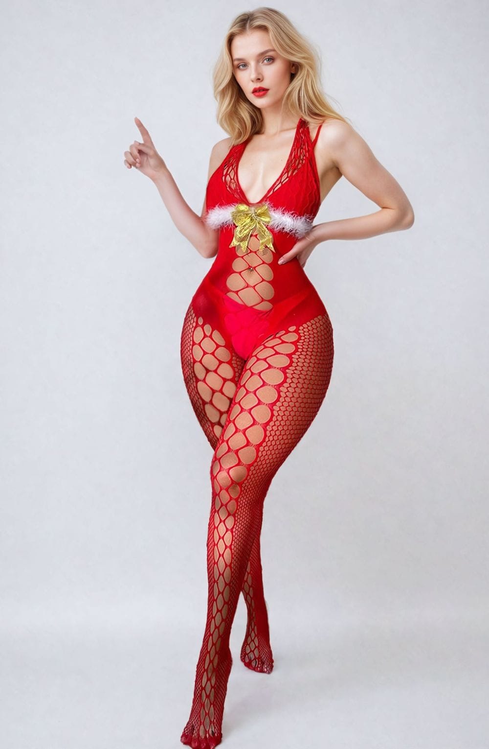 Yesx Yx876 Christmas Fluffy Bodystocking 6 yesx yx876 christmas fluffy bodystocking - image 6