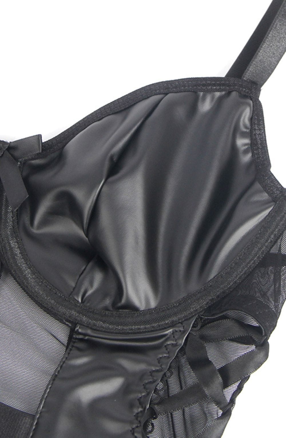 Yesx Yx890 Black Faux Leather Look &Amp; Mesh 6 yesx yx890 black faux leather look & mesh - image 6