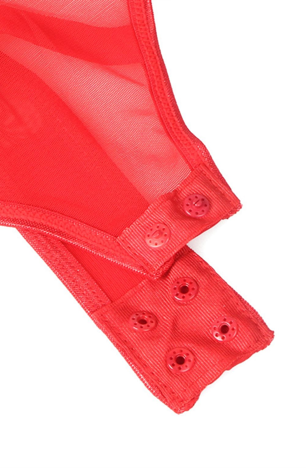 Yesx Red Faux Leather Look &Amp; Mesh 5 yesx red faux leather look & mesh - image 5