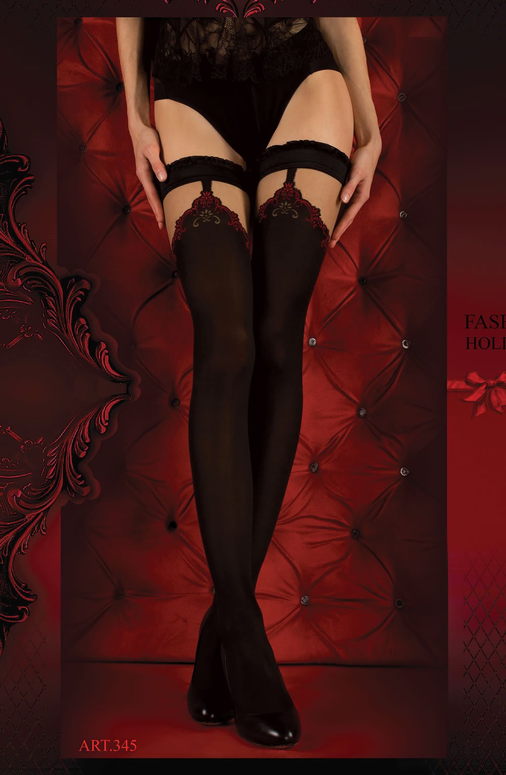 Ballerina 345 Hold Ups Nero (Black) / Red 1 ballerina 345 hold ups nero (black) / red