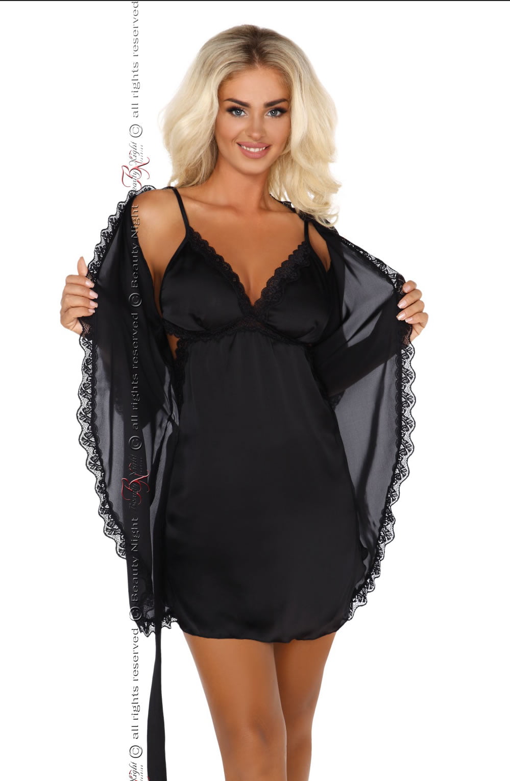 Beauty Night Bn6487 Shannon Dressing Gown Black 1 beauty night bn6487 shannon dressing gown black