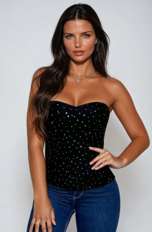 YesX YX895 Sequin Corset Black