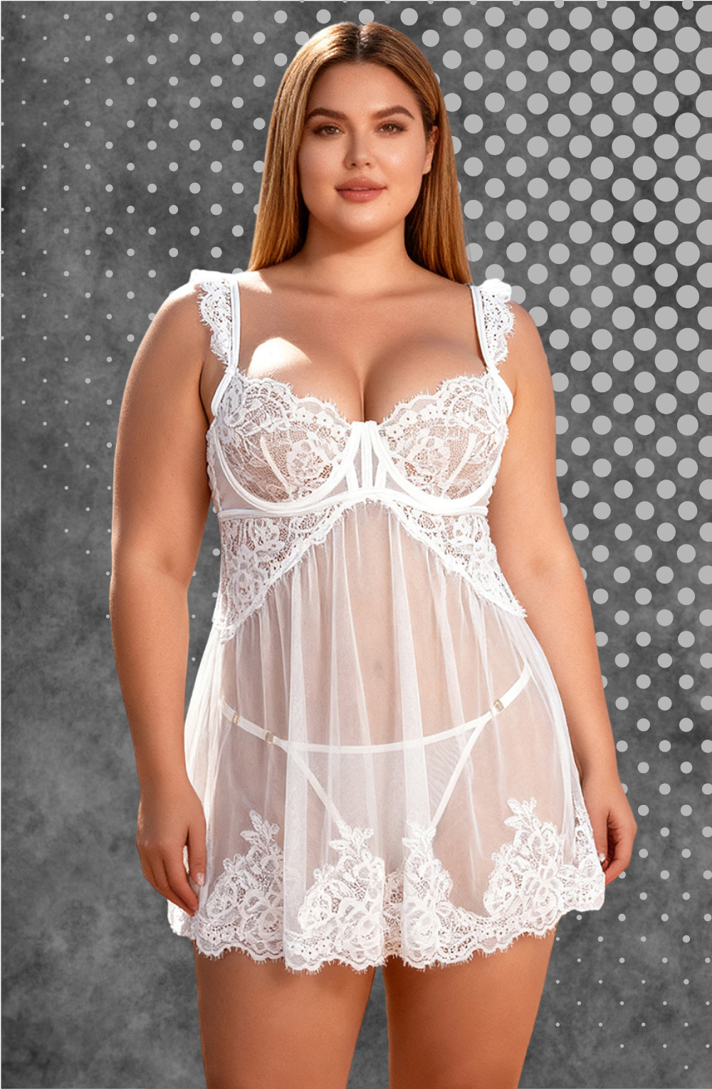 yesx yx745q white lace sheer plus size babydoll - image 2